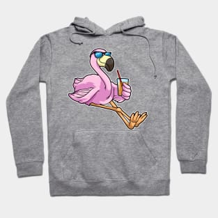 Flamingo with Drink with Drinking straw Hoodie